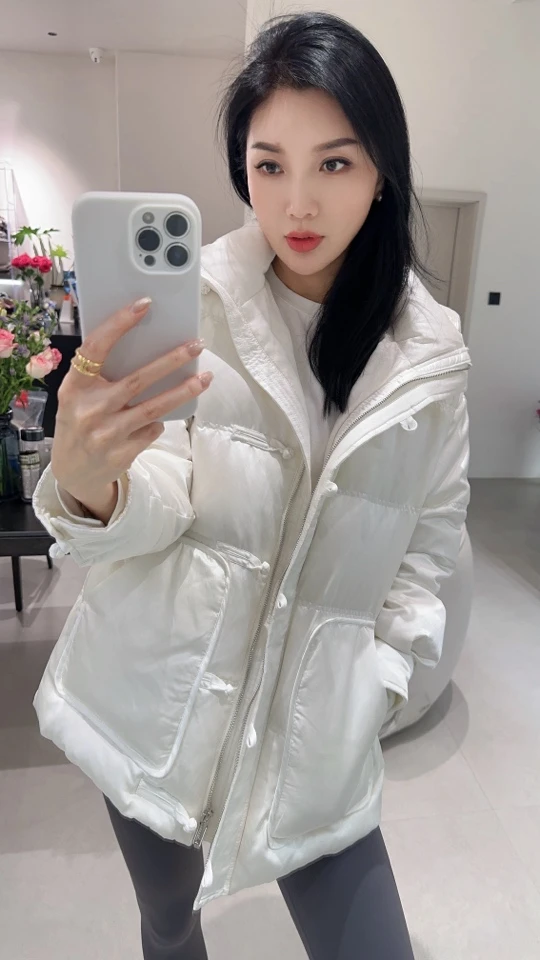 中长款真丝羽绒服