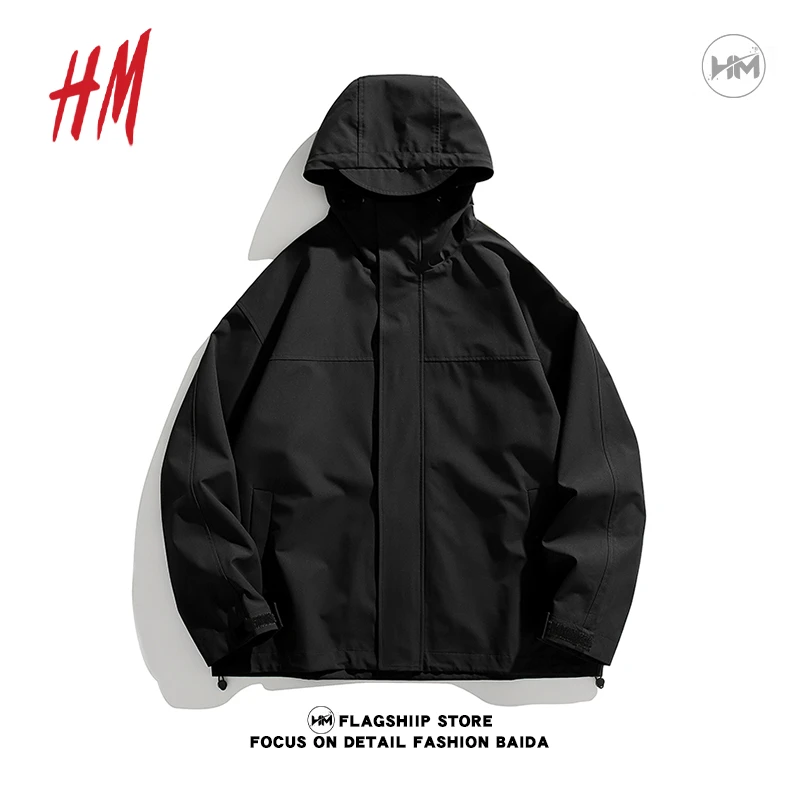 HM官方店男女同款户外冲锋衣夹克男士基础款春秋季高级感痞帅外套