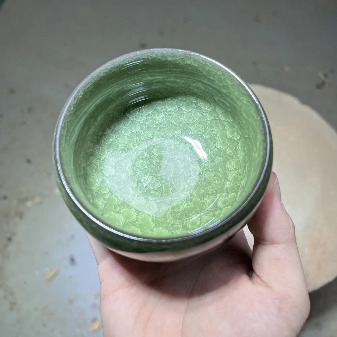 【闪购链接】绿冰花A 手工茶杯 主人杯