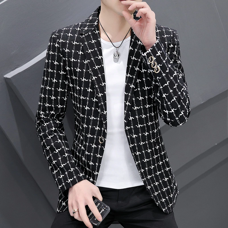 韩版修身时尚高档男士西服外套2025秋季新款帅气休闲西装潮流百搭