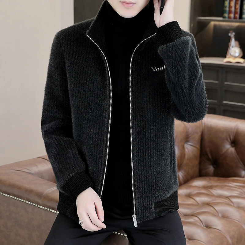 现货韩版修身时尚高档秋季新款男士夹克外套呢子大衣休闲潮流百搭