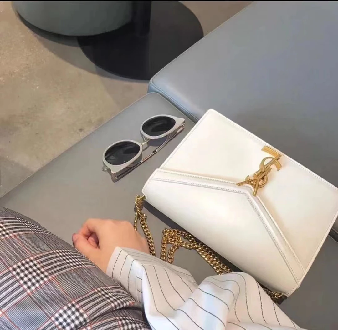 95新 YSL/圣罗兰 黑黑中古 白金信封邮差包 22cm 8277486