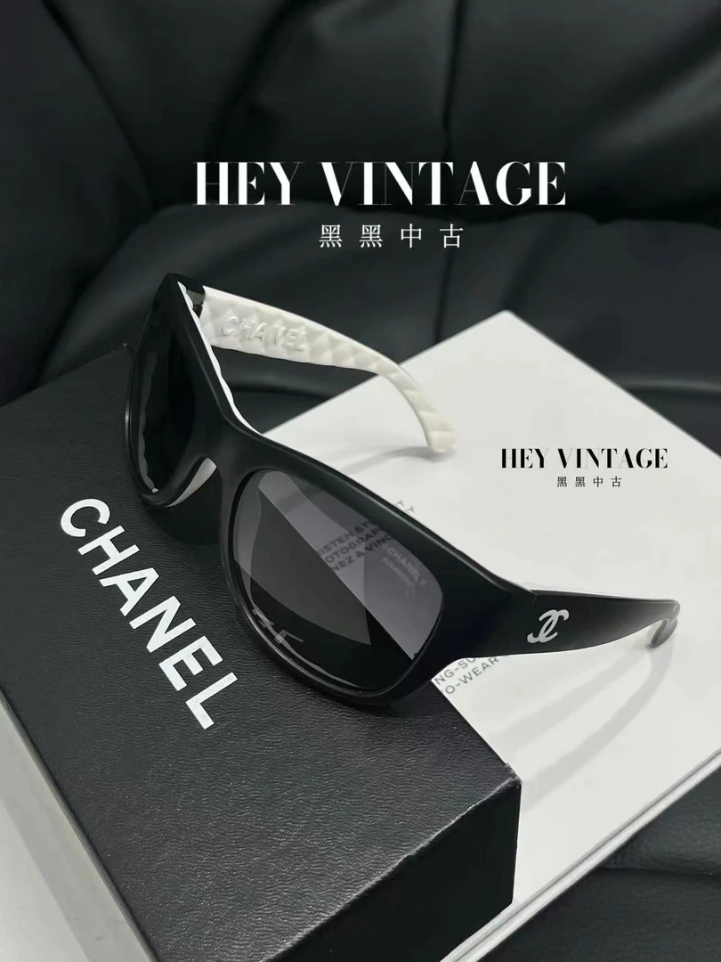 99新  黑黑中古/Chanel 黑白墨镜 7925412
