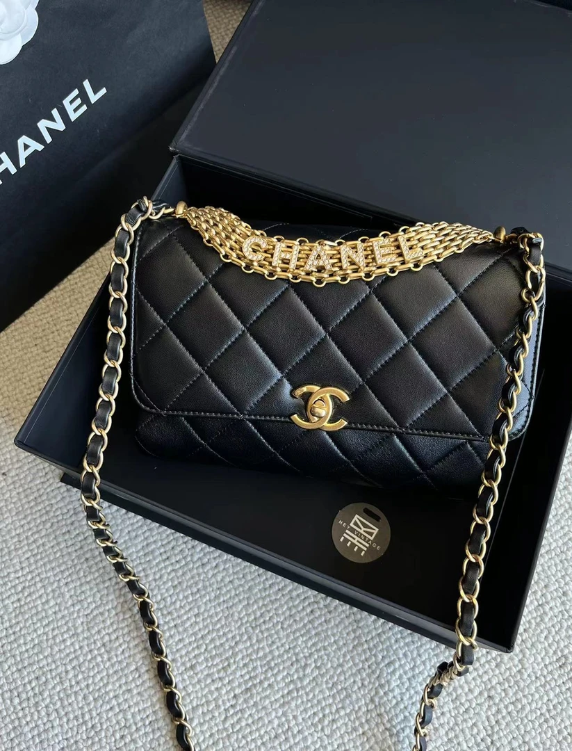 99新 Chanel/香奈儿 22s钻石手柄cf包 22cm 芯片款 9109511