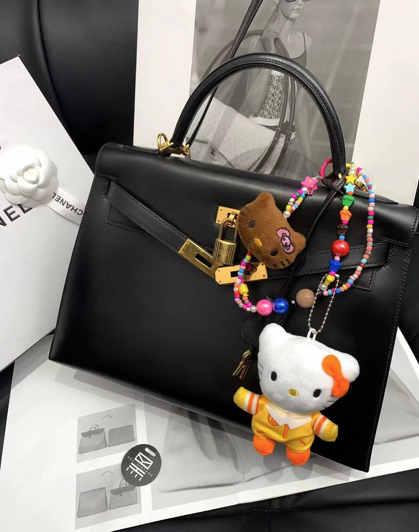 95新 Hermes 黑金 双环Kelly box35包 7463323