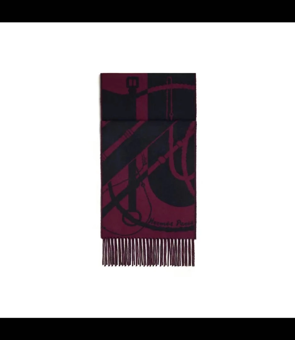 全新未使用  黑黑中古/Hermes  紫色围巾 6732006