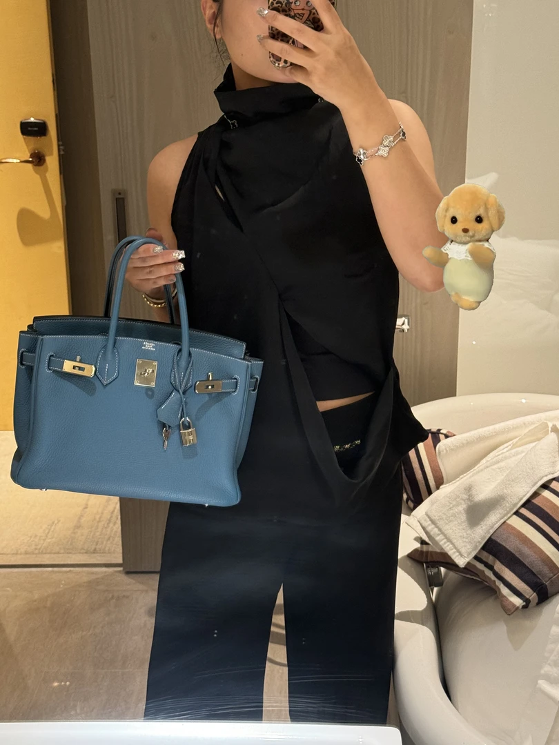 95新 Hermes/爱马仕 牛仔蓝birkin30铂金包 9278302