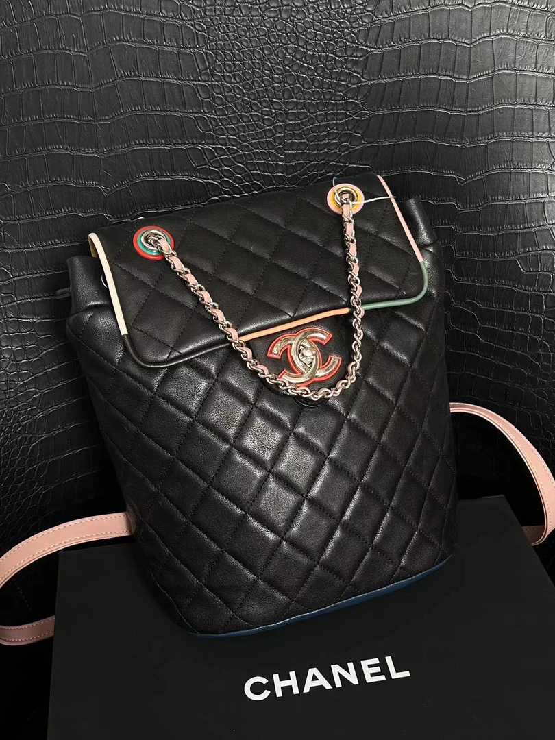 95新 Chanel/香奈儿 黑银萨尔茨堡双肩包 9012513