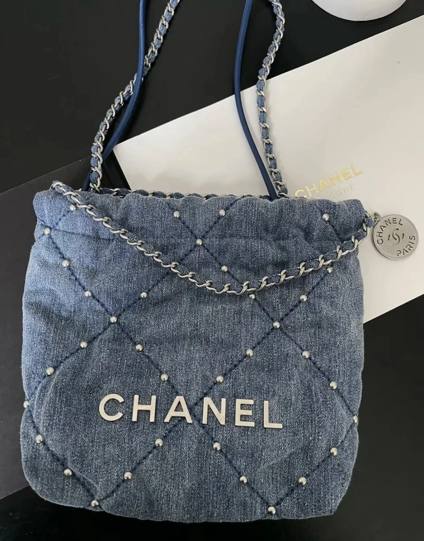 全新未使用 Chanel/香奈儿 24S 牛仔铆钉22bag包 mini 9191187