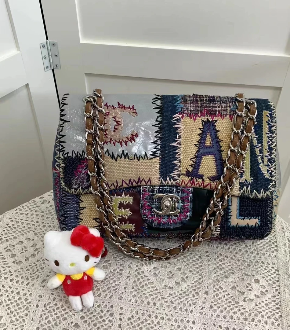 95新 Chanel/香奈儿 紫色百家布jumbo包 30cm 9393854