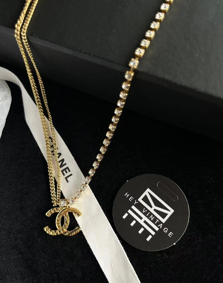 99新 Chanel/香奈儿 24P 金色钻钻链条双C项链 8933261