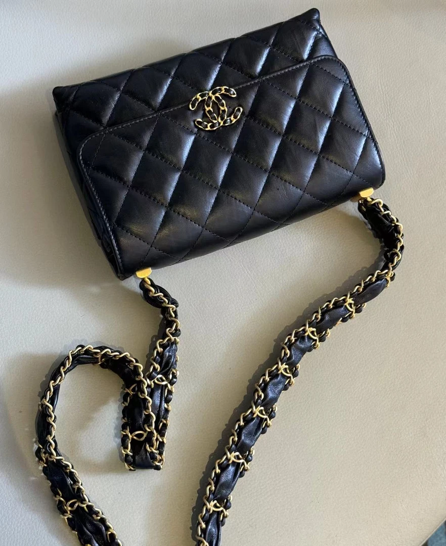 99新 Chanel/香奈儿 展会外场  23k黑金粗链条方胖子包