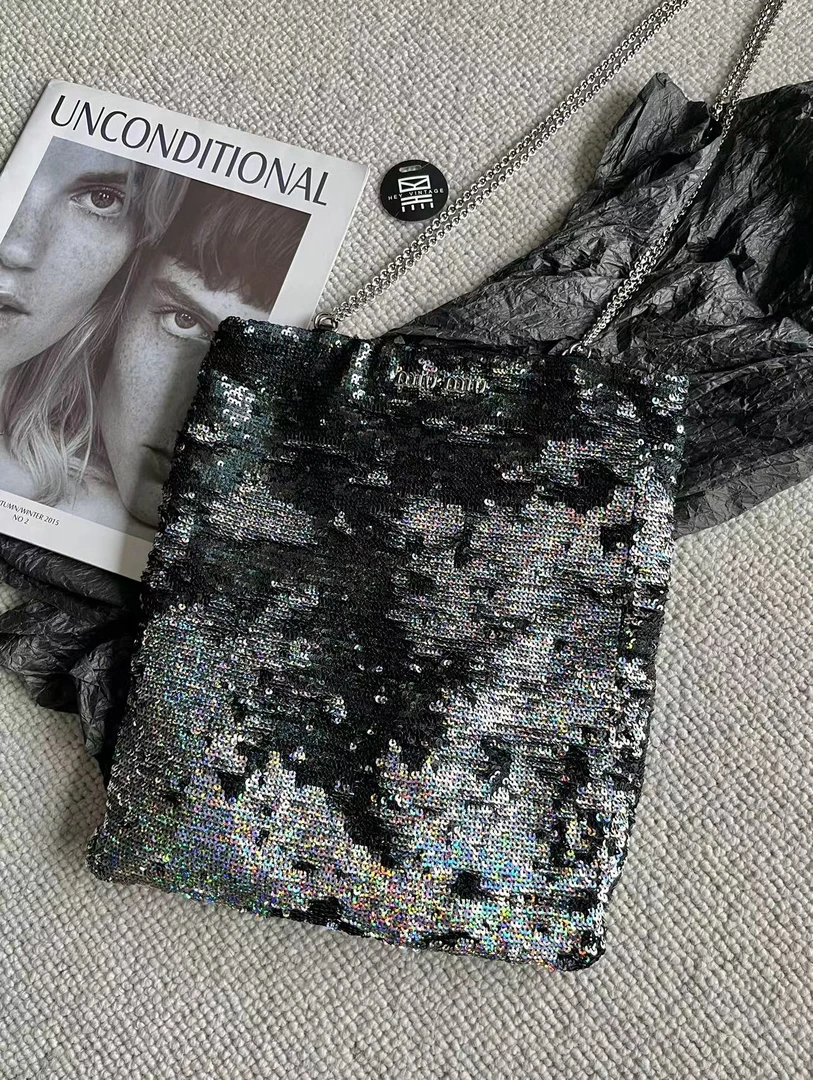 95新 MIU MIU/缪缪 miumiu蓝色人鱼姬亮片托特 25cm 8963191