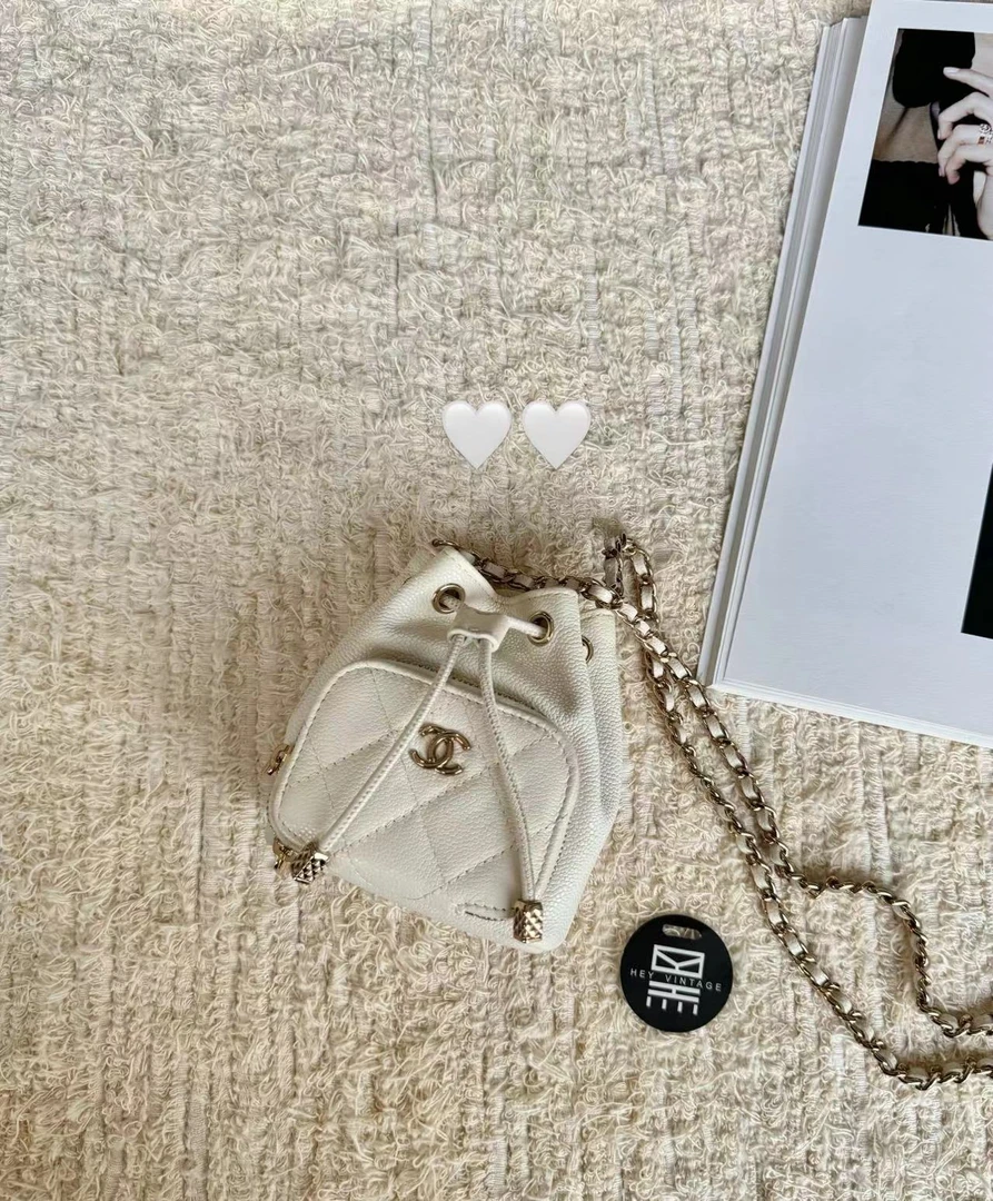 95新 Chanel/香奈儿 白金mini鱼子酱水桶烧麦包 10cm  9242531