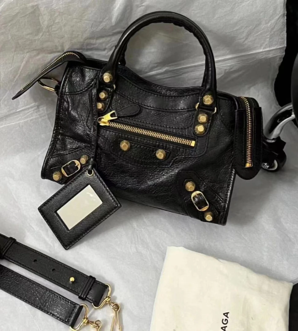 95新 Balenciaga/巴黎世家 黑金mini机车包 24cm 9277435