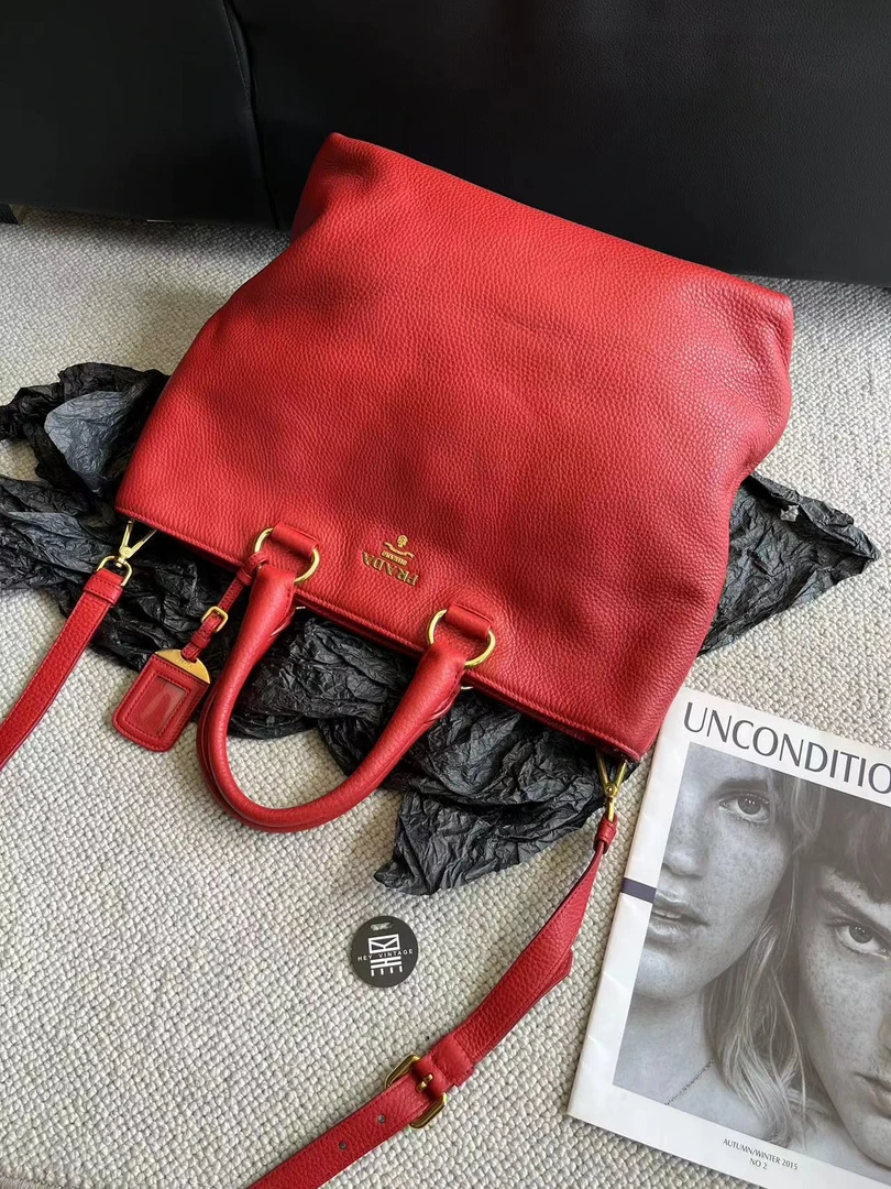 95新 Prada/普拉达 红色全皮托特包 3413872