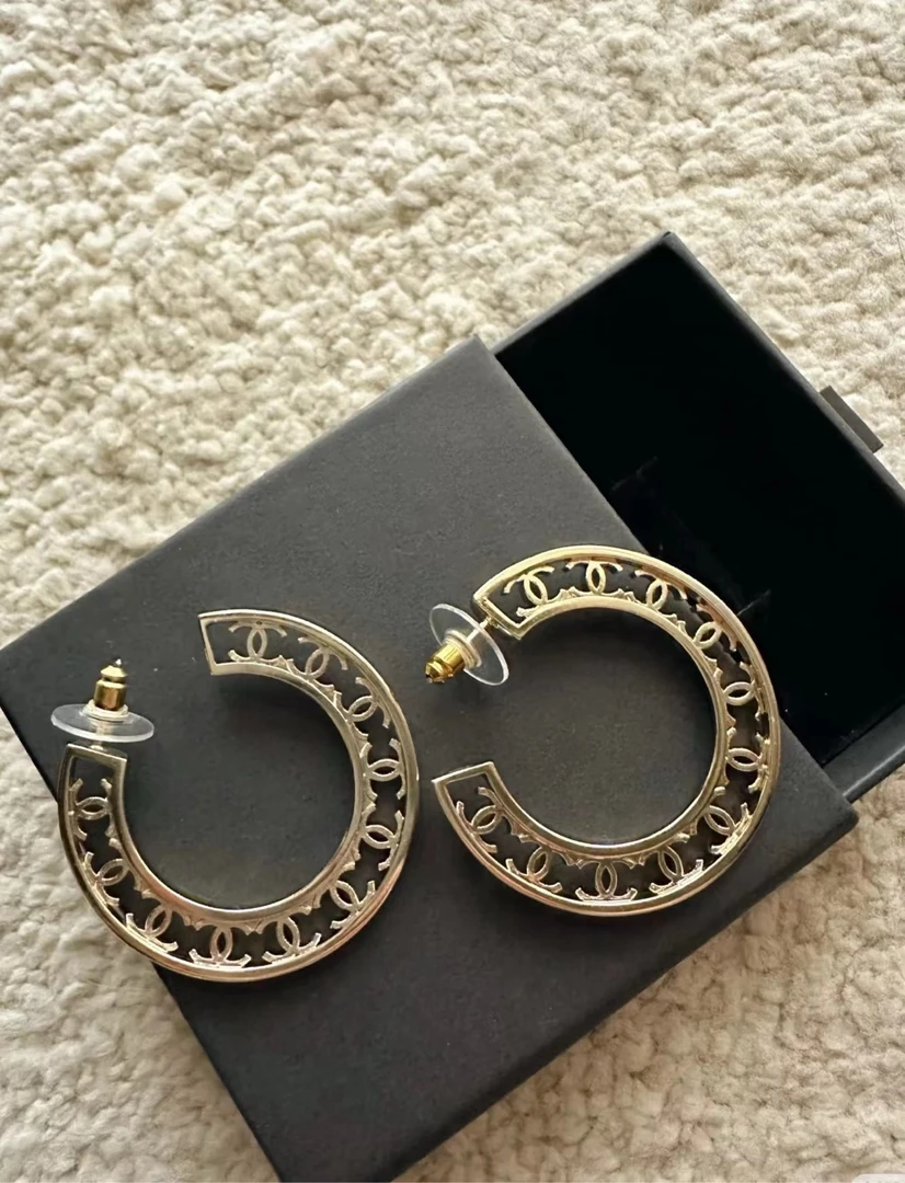 95新 Chanel/香奈儿 镂空双C大耳圈  9715413