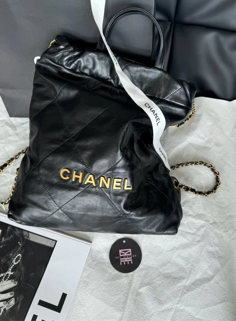 99新 Chanel/香奈儿 黑色22bag双肩包 小号 30cm 10088916