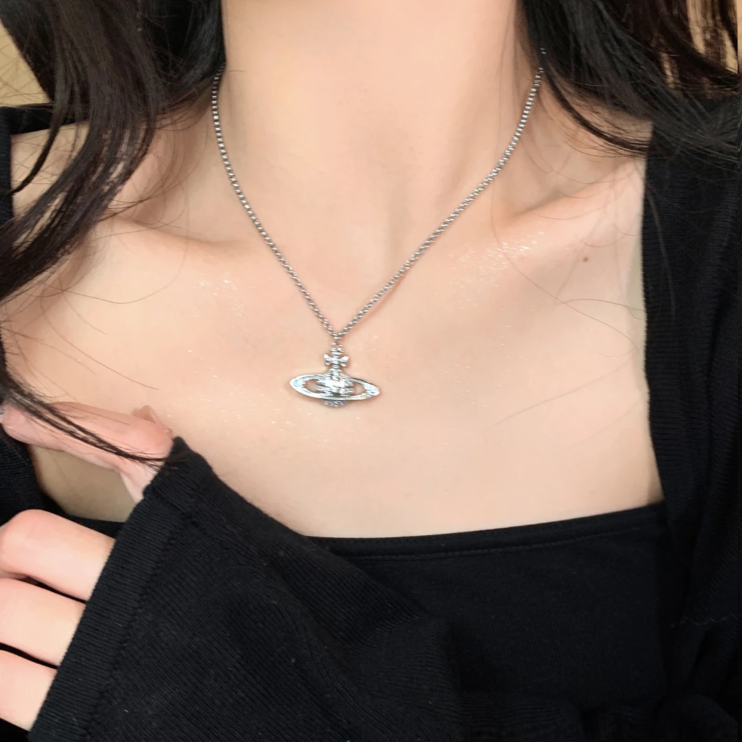 铜合金项链 AIYO【银色星球项链】时尚轻奢闪耀土星项链LB132