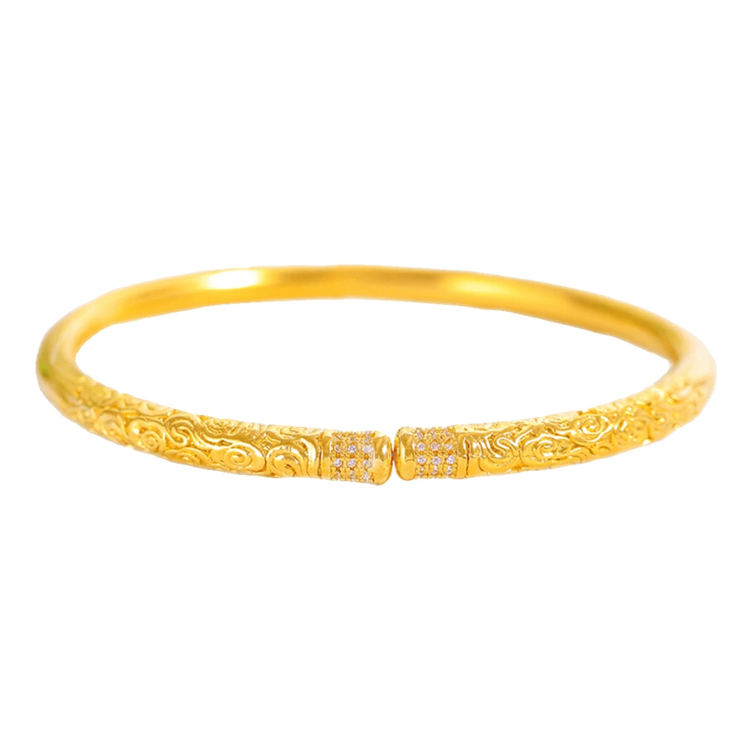 铜合金合成锆石手镯 新中式金箍棒手环女内直径约59mm