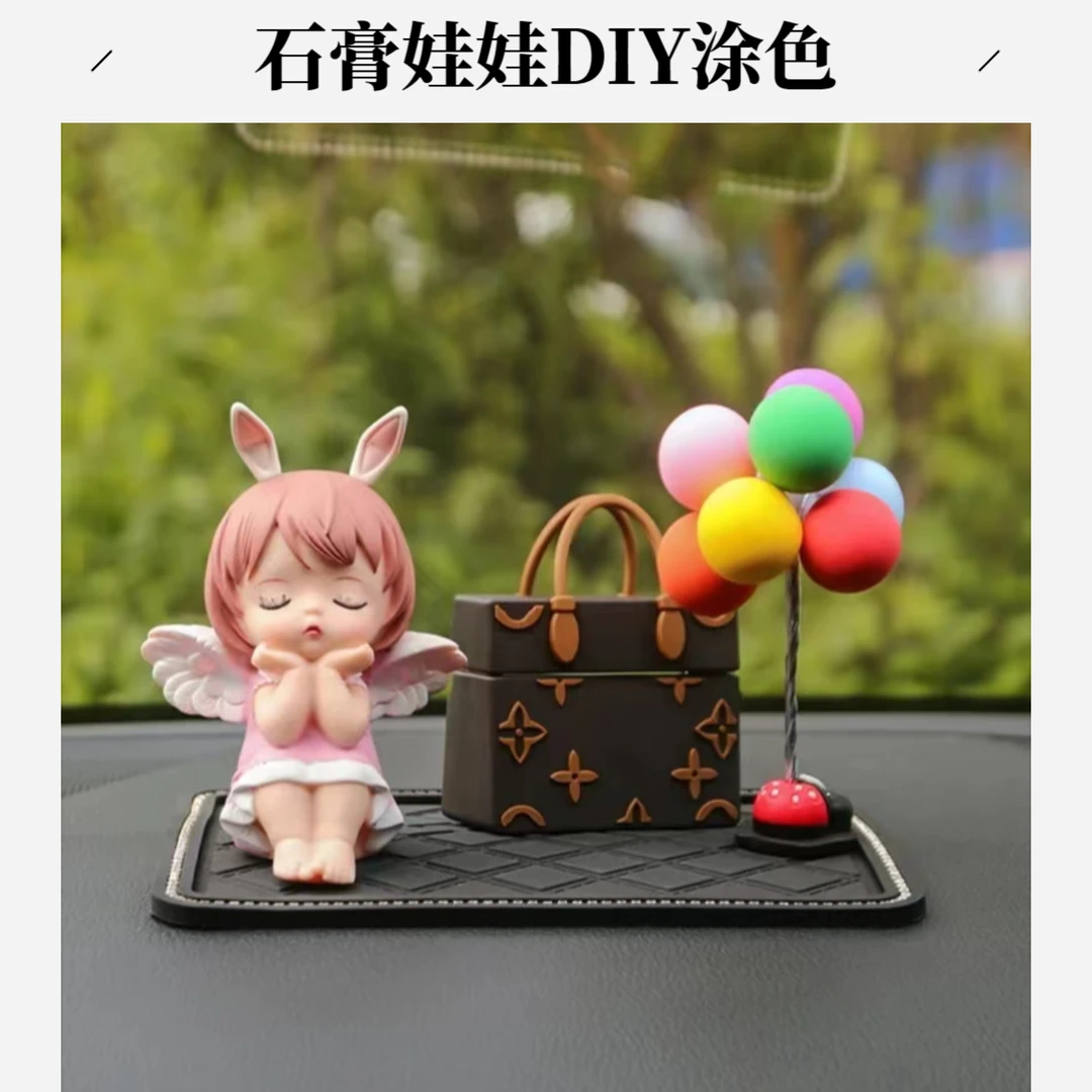 网红3D立体安妮公主天使石膏娃娃白胚涂色儿童diy手工玩具摆件
