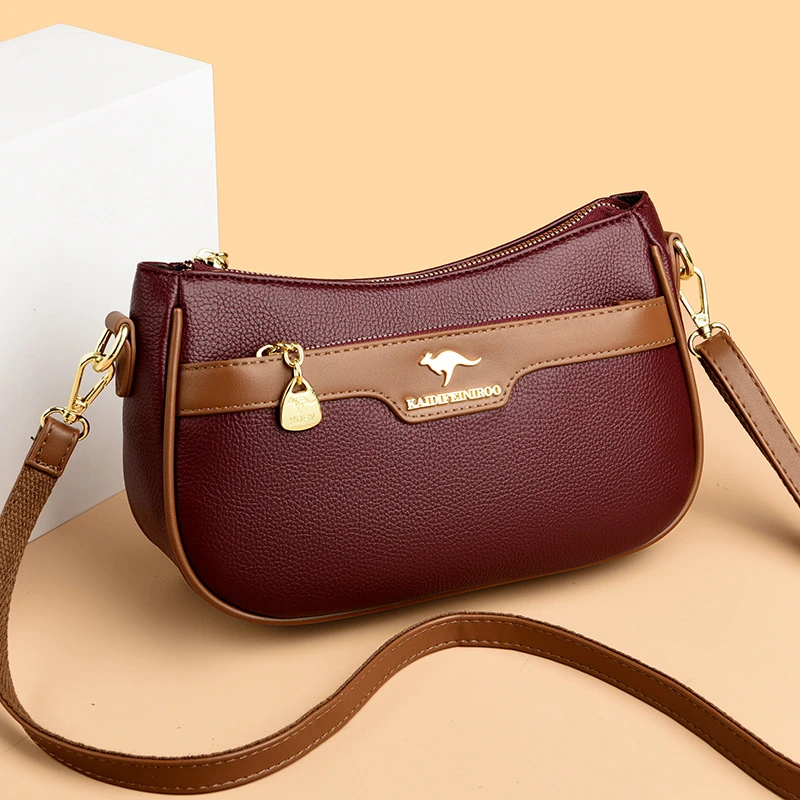 正品玫瑰袋鼠包包女包新款2024大气斜挎包女时尚中年女士单肩包女