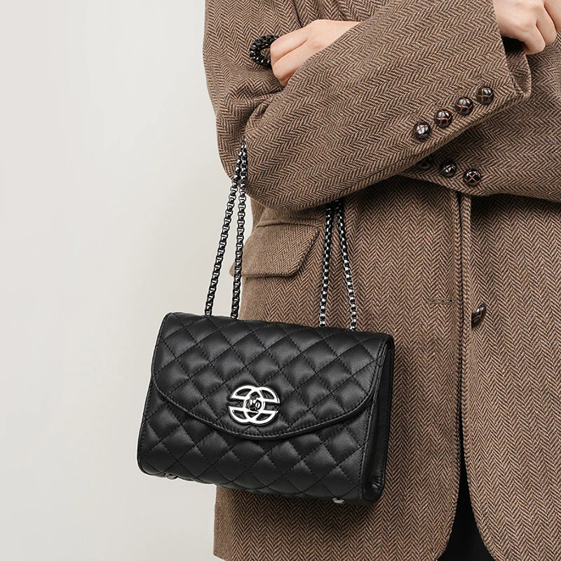 头层牛皮包包2024新款包包女包链条包斜挎高级感轻奢秋冬真皮