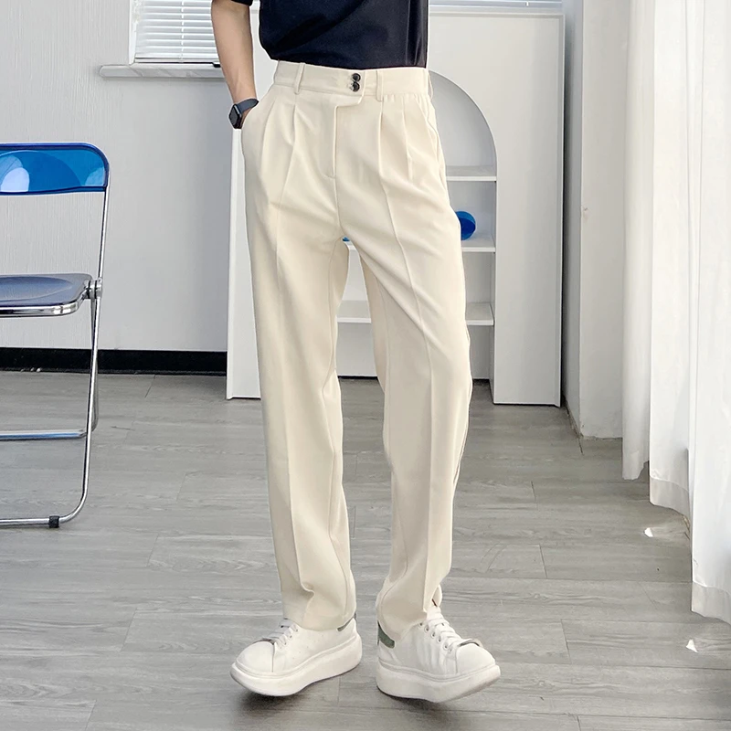 渣渣鹿轻熟风西裤男时尚休闲裤夏季直筒宽松垂感韩版阔腿西装裤潮