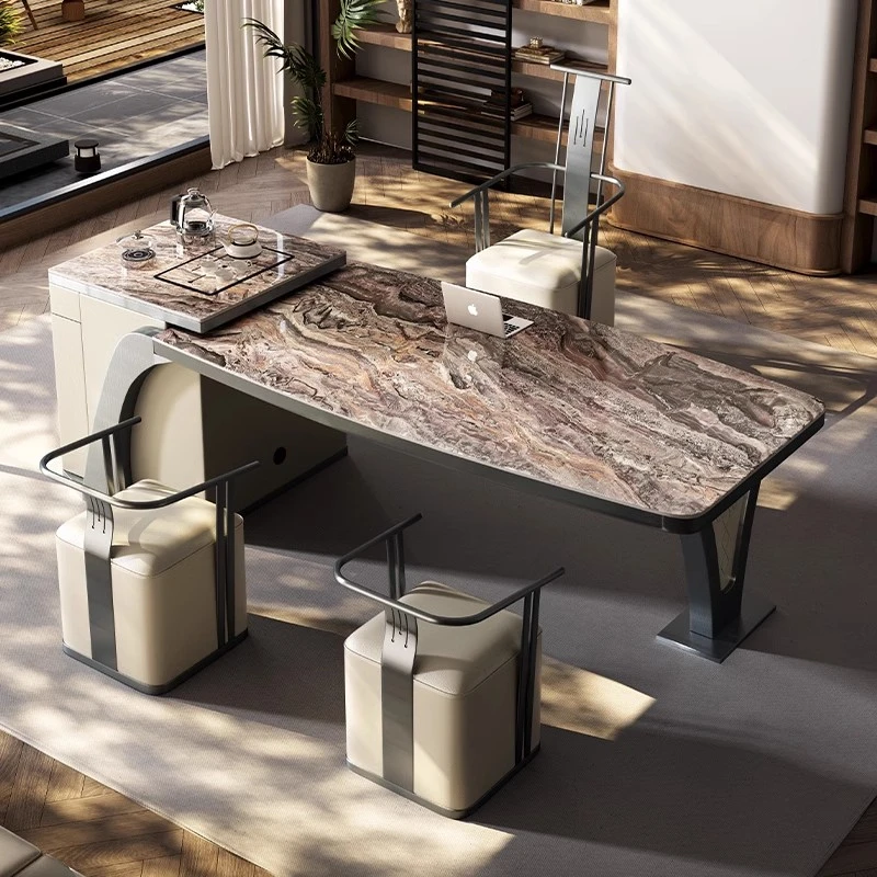 岩板茶台茶桌椅组合轻奢现代高级感烧水壶一体嵌入式办公室泡茶台