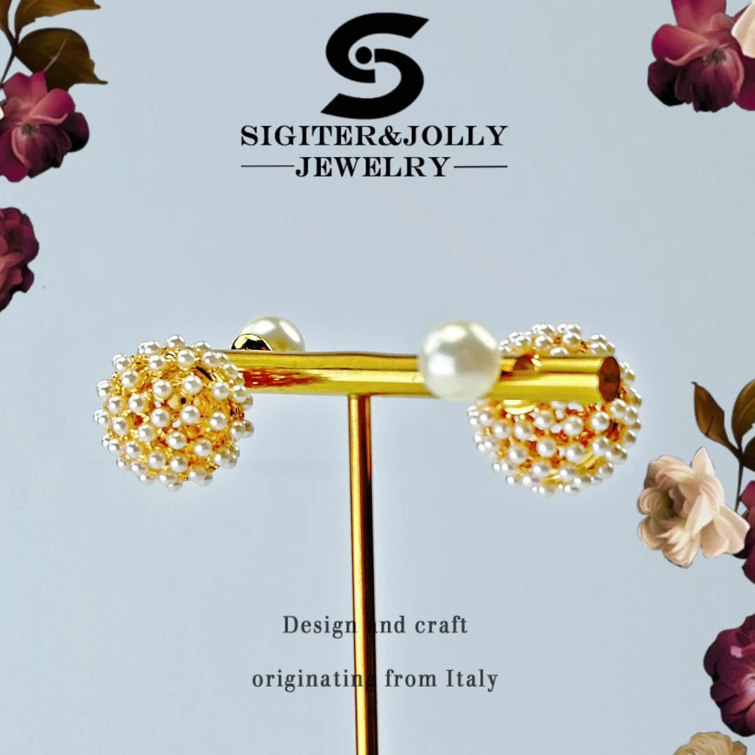 法式团簇镂空球体一款两戴个性百搭耳钉耳环YE-3357