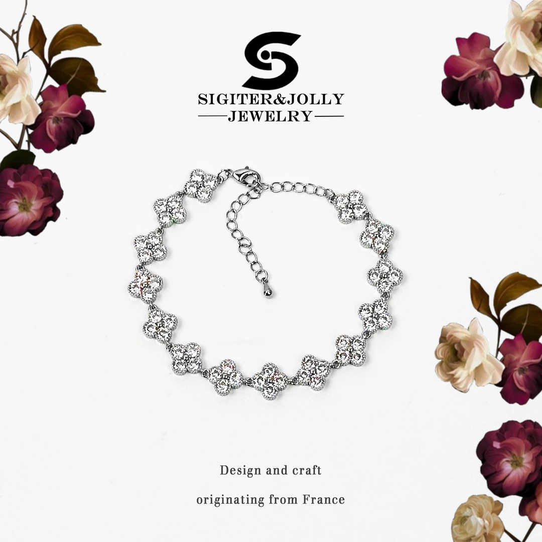 轻奢名媛千金风幸运四叶草花朵手链时尚百搭YS-3429