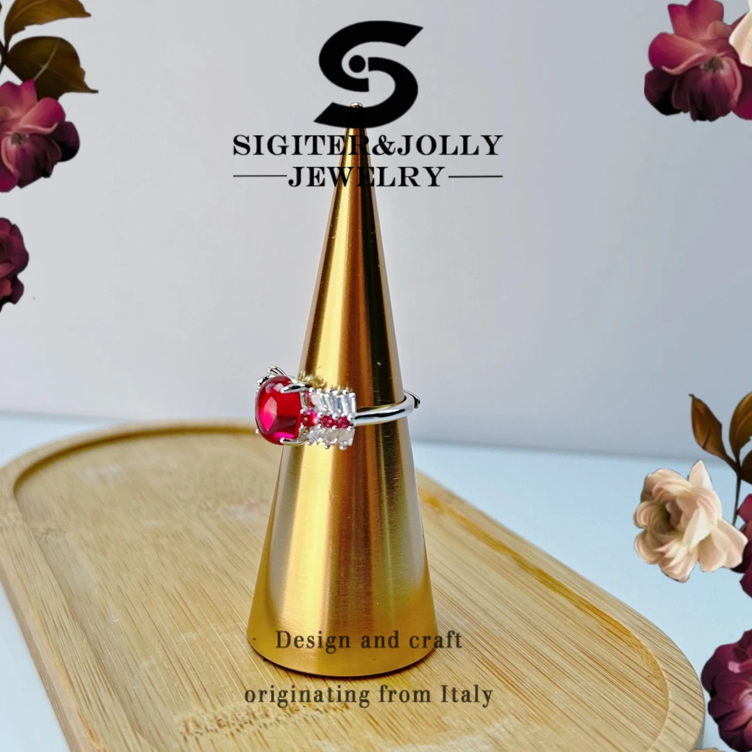 欧美高级感时尚百搭椭圆形镶嵌可调节戒指YJ-3772