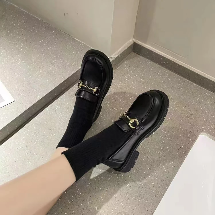 【阿芝专属】A832牛皮厚底乐福鞋新款粗跟英伦风小皮鞋复古单鞋