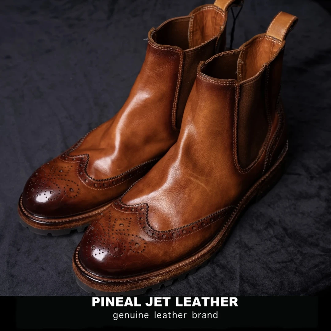 牛皮切尔西靴.新款时尚骑行商务休闲英伦百搭复古牛皮切尔西靴