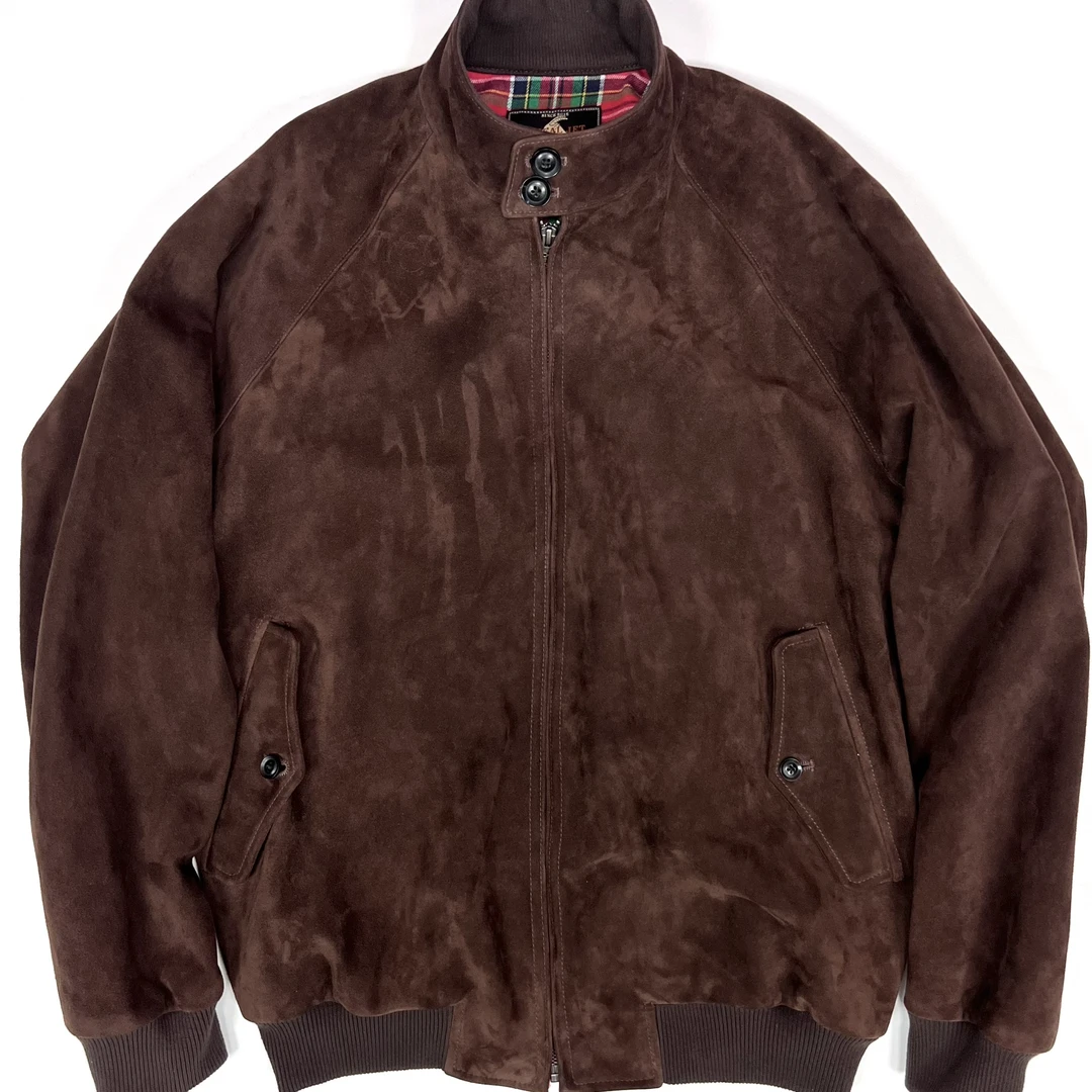 哈灵顿.新款男士春秋复古时尚休闲百搭短款山羊反绒皮经典夹克