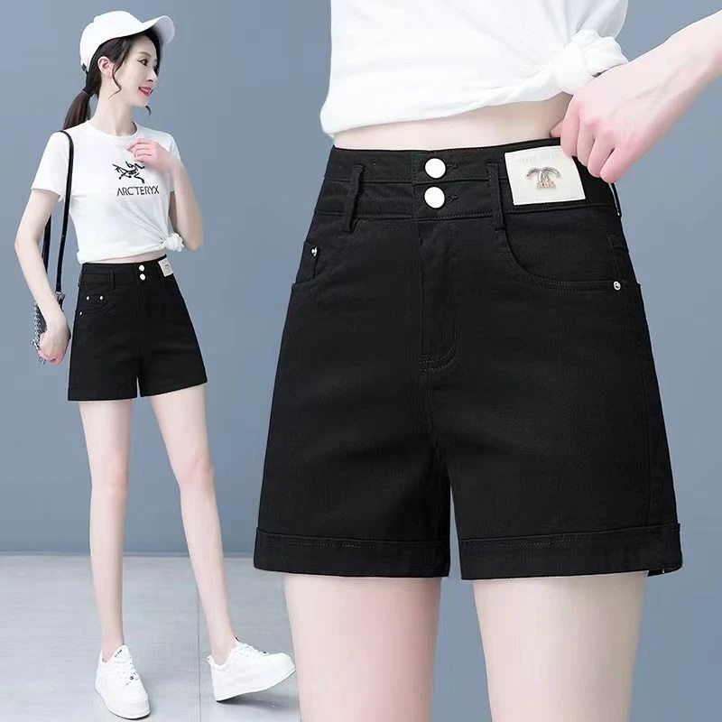 牛仔短裤女2025夏季新款高腰显瘦宽松阔腿薄款女装牛仔a字短裤子