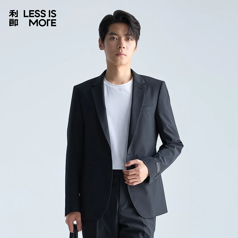 利郎【轻奢时尚】时尚一粒扣黑色正装西服套装男士秋季修身潮流外套
