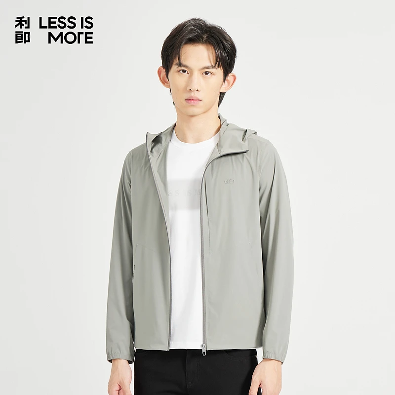 [超柔弹力]利郎LESSISMORE夏季空调服夹克一体式连帽设计男士外套