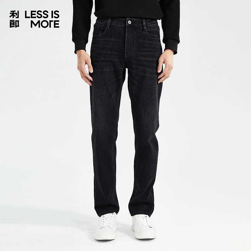 利郎LESSISMORE[猫须磨白]冬季牛仔裤休闲时尚潮流百搭男士中腰裤