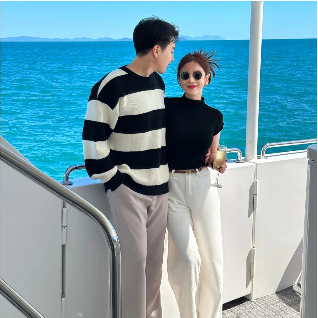 DIDI LAUREN“悉尼北岸”时尚休闲白色阔腿牛仔裤