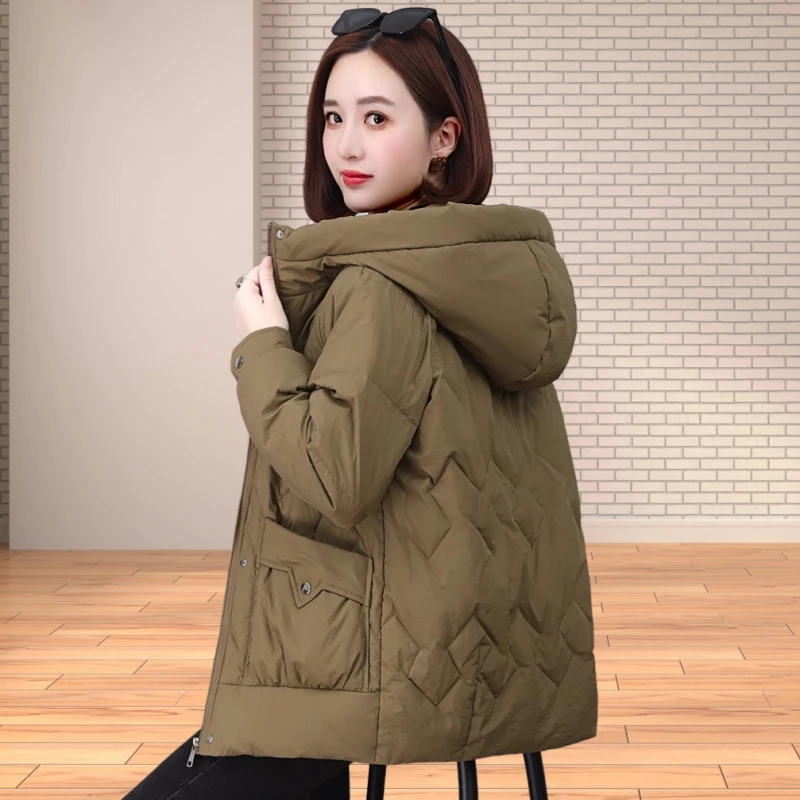 2024秋冬棉服女妈妈中长款韩版新款宽松加厚棉衣大码外套秋冬棉袄