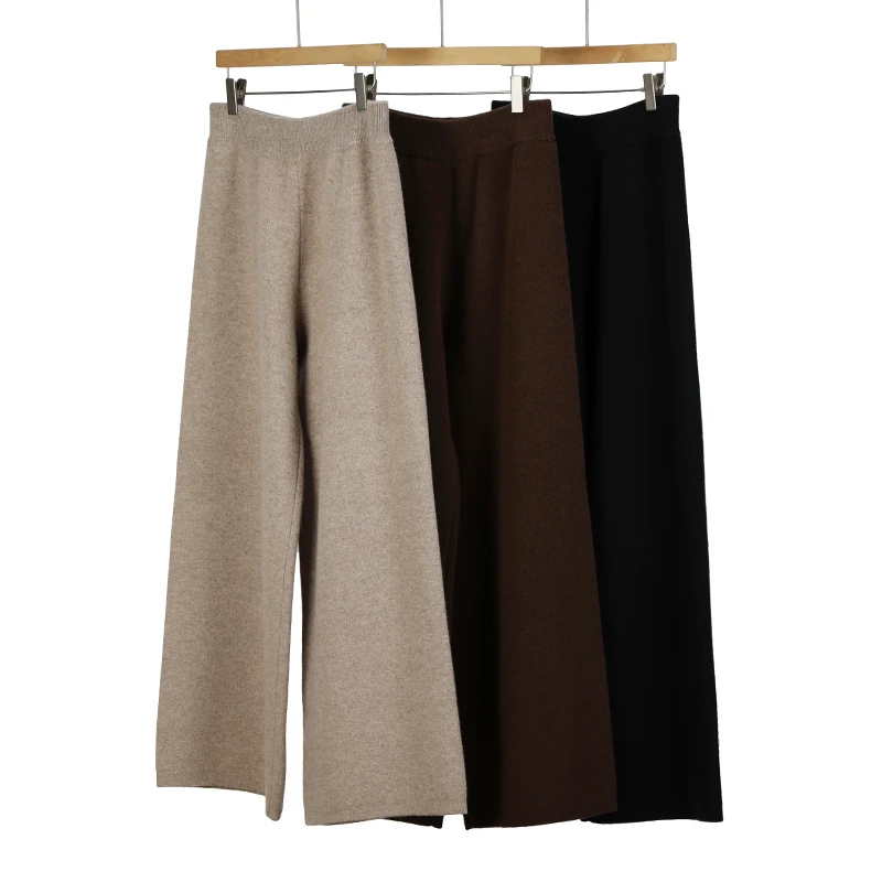 【重磅】加厚直筒羊毛裤高腰保暖女裤时尚百搭针织阔腿裤冬22102901