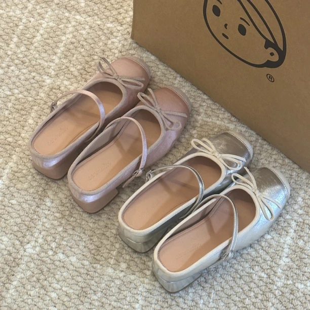 晚睡兰·内增高7cm小香风包头蝴蝶结小凉拖外穿百搭软底鞋浅口圆头