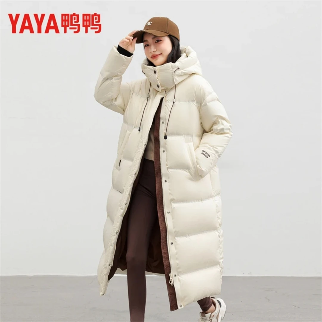 YAYA/鸭鸭鸭鸭羽绒服女长款过膝宽松通勤显瘦百搭休闲加厚冬季