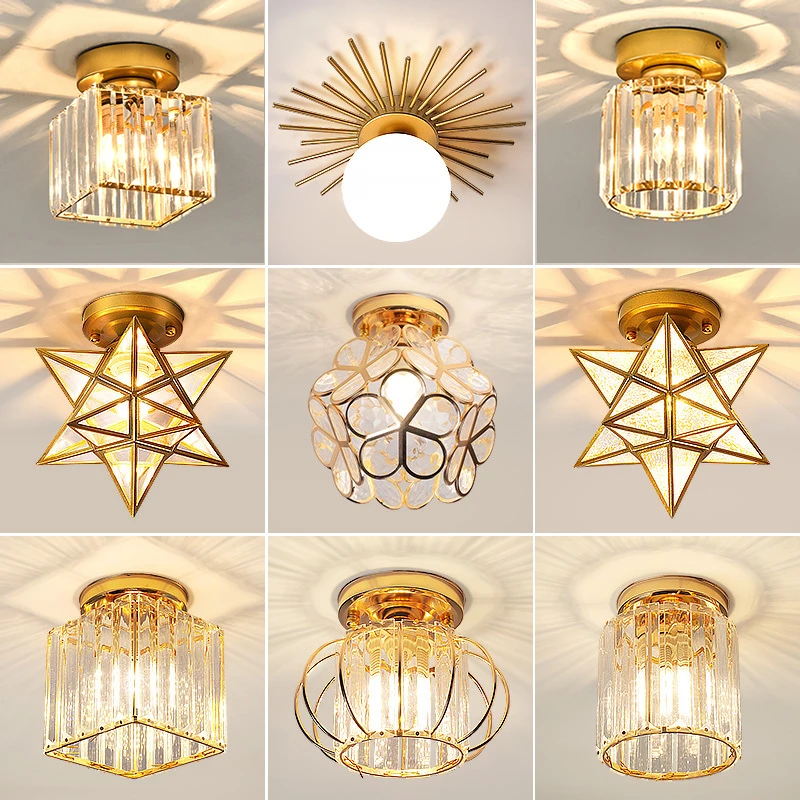 走廊过道灯北欧现代轻奢玻璃水晶玄关灯阳台灯入户灯衣帽间门厅灯