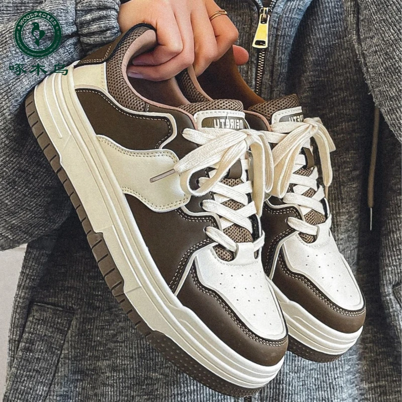 【啄木鸟】2025春季网红鞋子男潮百搭小众学生美式板鞋厚底运动鞋男