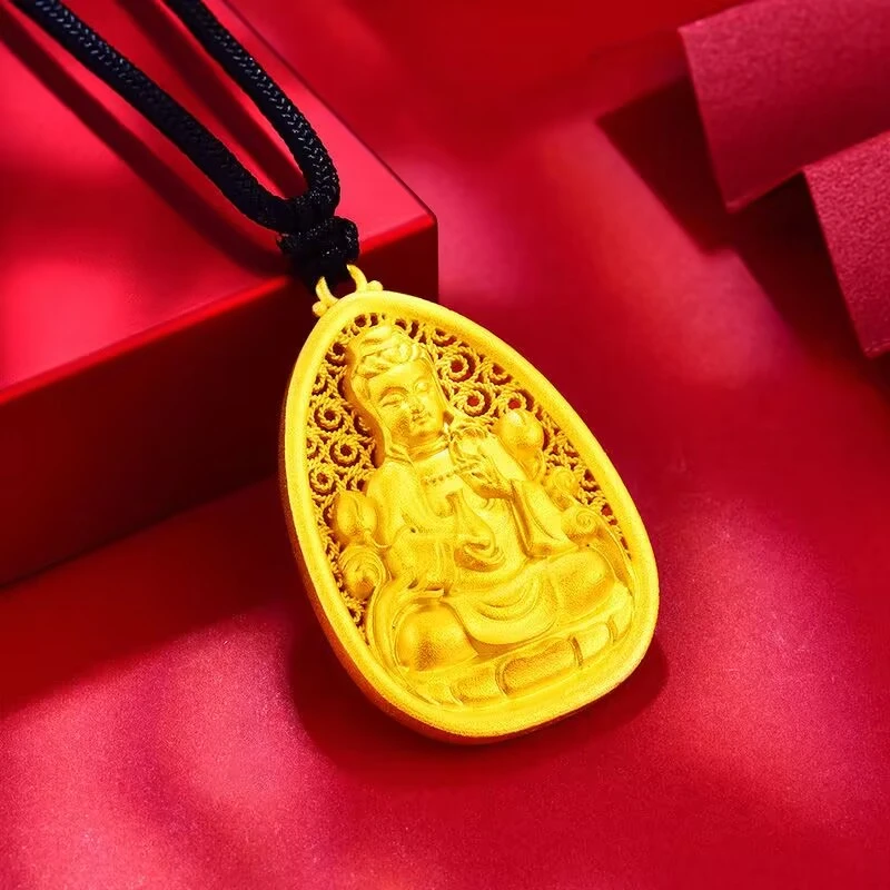 合金吊坠 观音赐福吊坠（带精编绳）精美雕刻挂坠