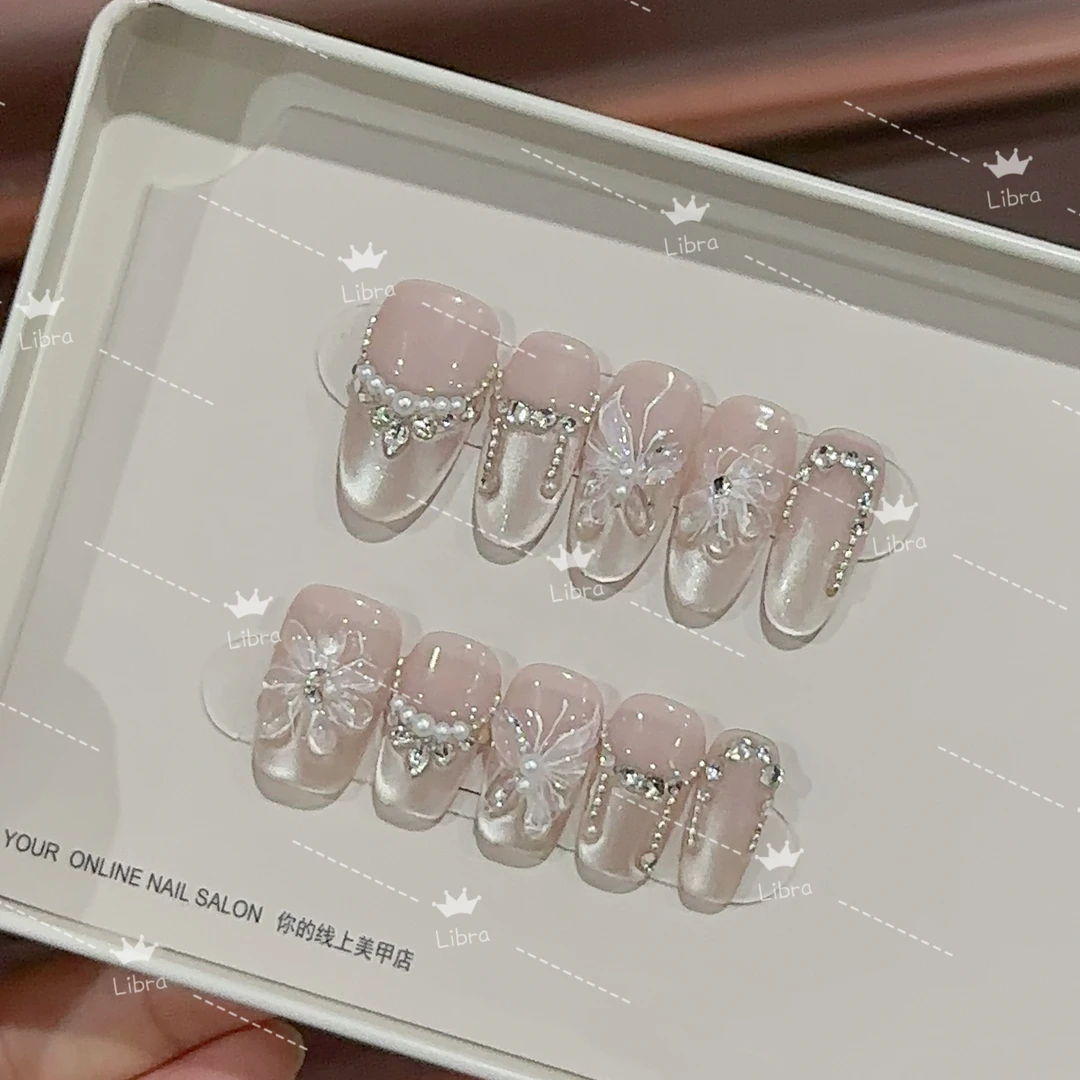 【暮蝶】纯手工穿戴甲穿戴式光疗甲冰透渐变流行纯欲四季流行