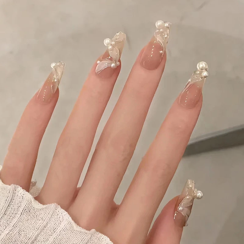 【飘带之小天鹅】纯手工穿戴甲美甲指甲贴穿戴式光疗甲冰流行纯欲