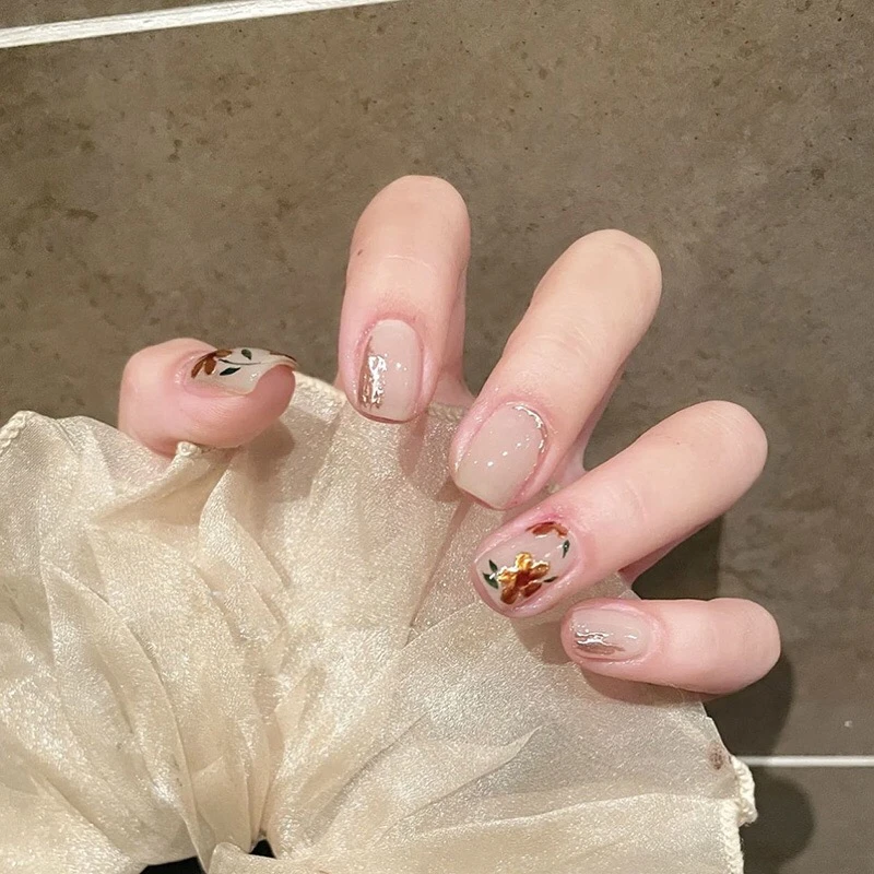 【花田】纯手工穿戴甲美甲贴穿戴式光疗甲冰透渐变流行纯欲